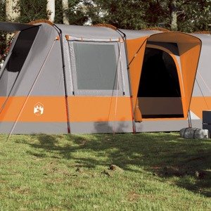 vidaXL Kempingový stan tunelový 4 osoby sivo-oranžový vodeodolný