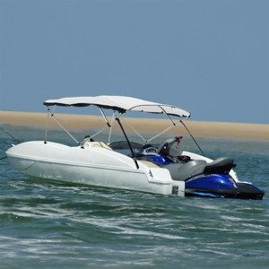 vidaXL Strieška Bimini so 4 oblúkmi a stenami 243x(185-198)x137 cm