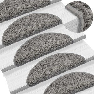 vidaXL Kobercové nášľapy na schody 15 ks sivé 56x17x3 cm