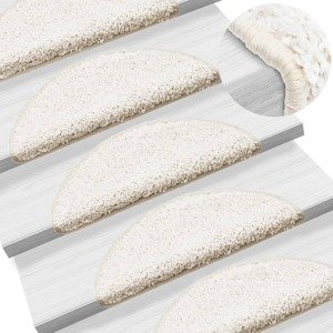 vidaXL Kobercové nášľapy na schody 15 ks biele 56x17x3 cm