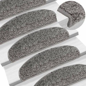 vidaXL Kobercové nášľapy na schody 15 ks sivé 65x21x4 cm