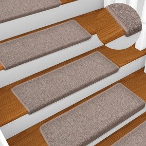 vidaXL Kobercové nášľapy na schody 15 ks, 65x21x4 cm, svetlohnedé