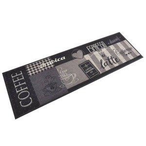 vidaXL Kuchynský koberec umývateľný Coffee čierny 60x180 cm zamat