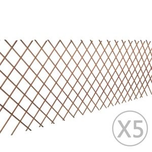 vidaXL Mriežkový plot z vŕbového prútia 5 ks 180x90 cm
