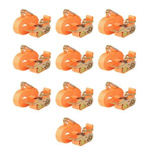 vidaXL Upínacie popruhy s račňou 10 ks, 0,4 tony, 6mx25mm, oranžové