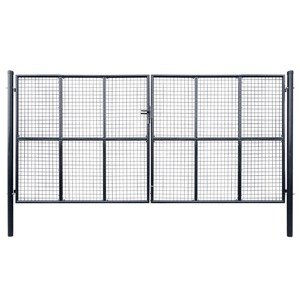 vidaXL Brána zo sieťoviny a galvanizovanej ocele 400x175 cm šedá