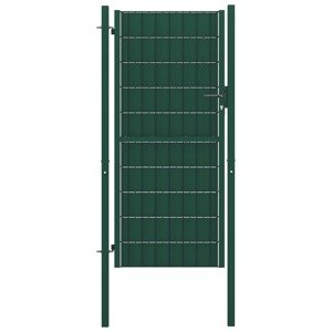 vidaXL Plotová brána, PVC a oceľ 100x204 cm, zelená