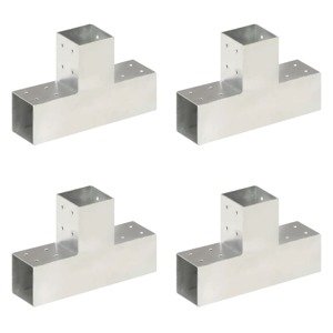 vidaXL Trámové spojky 4 ks v tvare T 81x81 mm pozinkovaný kov
