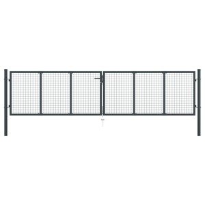 vidaXL Záhradná brána, pletivo, pozinkovaná oceľ 400x150 cm, sivá