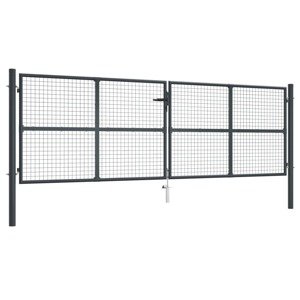 vidaXL Záhradná brána, pletivo, pozinkovaná oceľ 400x175 cm, sivá