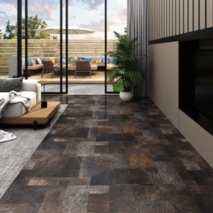 vidaXL Podlahová doska z PVC,samolepiaca 5,11m², štruktúra dreva,hnedá