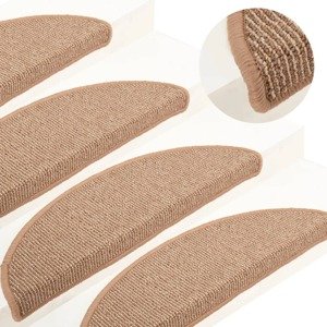 vidaXL Kobercové nášľapy na schody 15 ks svetlohnedé 56x17x3 cm