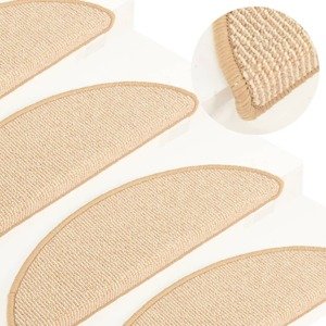 vidaXL Kobercové nášľapy na schody 15 ks krémové 56x17x3 cm