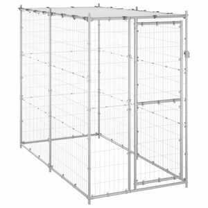 vidaXL Voliéra pre psy pozinkovaná oceľ so strechou 110x220x180 cm