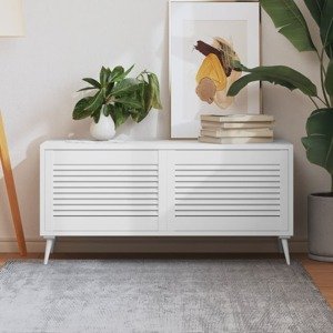 vidaXL Lamelové dvierka na skrinku 2 ks, biele 39,5x59,4 cm, borovica