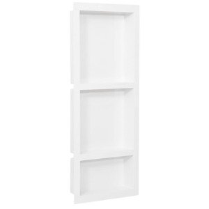 vidaXL Sprchový výklenok s 3 priehradkami lesklý biely 41x99x9 cm