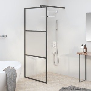 vidaXL Sprchová zástena 90x195 cm polopriehľadné ESG sklo čierna