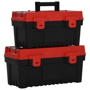 vidaXL 2-dielna sada boxov na náradie čierno-červená polypropylén