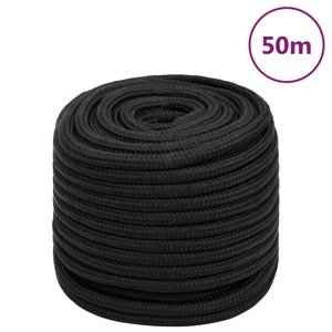 vidaXL Lodné lano čierne 16 mm 50 m polypropylén