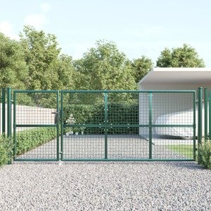 vidaXL Záhradná brána so sieťoviny zelená 350x175 cm pozinkovaná oceľ