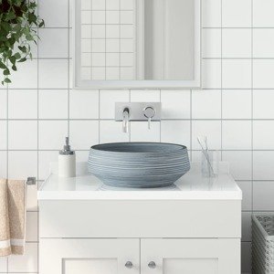 vidaXL Umývadlo na dosku sivé okrúhle Φ41x14 cm keramické