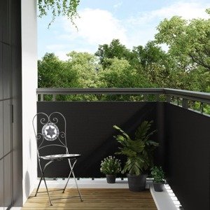 vidaXL Balkónová zástena čierna 300x80 cm polyratan