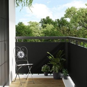 vidaXL Balkónová zástena čierna 400x80 cm polyratan