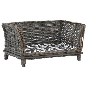 vidaXL Košík pre psa s vankúšom, sivý 50x33x30 cm, prírodná vŕba