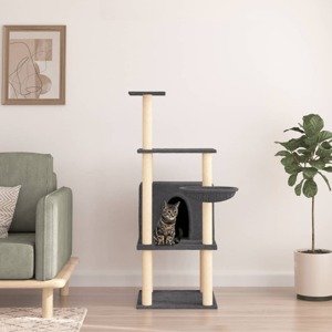 vidaXL Škrabadlo pre mačky so sisalovými stĺpikmi tmavosivé 132 cm