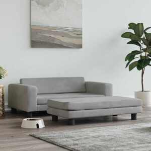 VidaXL Pelech pre psa s nadstavcom svetlosivý 100x50x30 cm zamat