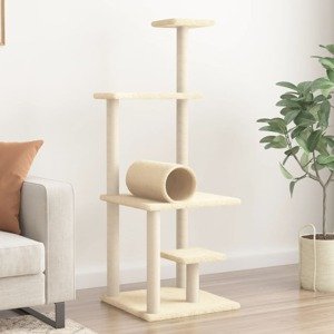 vidaXL Škrabadlo pre mačky so sisalovými stĺpikmi krémové 136 cm