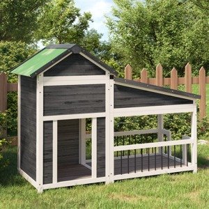vidaXL Koterec pre psa sivý 143x60,5x109 cm borovicový masív