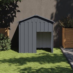 vidaXL Búda pre psa so strechou antracitová 117x103x123 cm pozin. oceľ