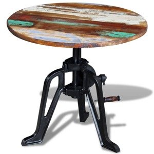 vidaXL Príručný stolík, recyklovaný masív, liatina 60x(42-63) cm