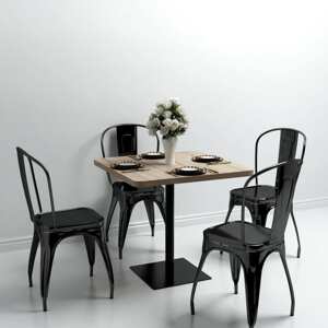 vidaXL Bistro stolík, MDF a oceľ, štvorcový, 80x80x75 cm, dubová farba