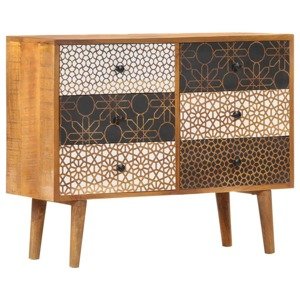 vidaXL Komoda s tlačeným vzorom 90x30x70 cm masívne mangovníkové drevo