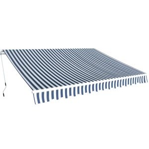 vidaXL Skladacia markíza, manuálna 350 cm, modrá/biela