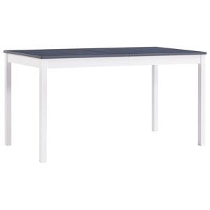 vidaXL Jedálenský stôl, biely a sivý 140x70x73 cm, borovicové drevo