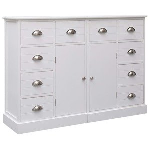 vidaXL Komoda s 10 zásuvkami biela 113x30x79 cm drevená
