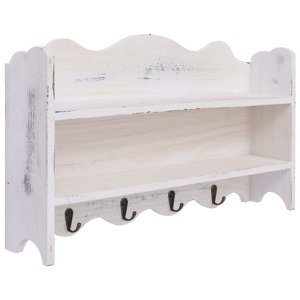 vidaXL Nástenný vešiak biely 50x10x30 cm drevený