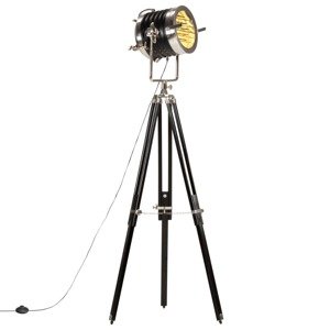 vidaXL Lampa na statíve čierna 171 cm mangovníkový masív