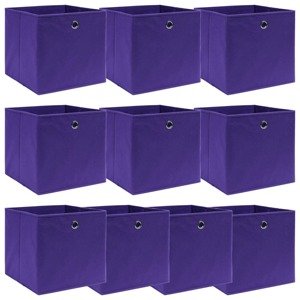 vidaXL Úložné boxy 10 ks, fialové 32x32x32 cm, látka