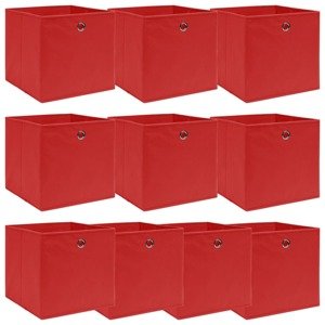 vidaXL Úložné boxy 10 ks, červené 32x32x32 cm, látka