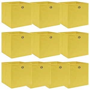 vidaXL Úložné boxy 10 ks, žlté 32x32x32 cm, látka