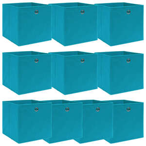 vidaXL Úložné boxy 10 ks, svetlomodré 32x32x32 cm, látka