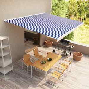 vidaXL Kazetová markíza s motorom modro-biela 400x300 cm