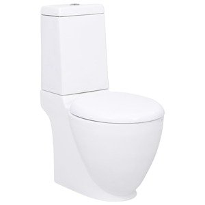 vidaXL Keramická toaleta/WC do kúpeľne, okrúhla, spodný odtok, biela