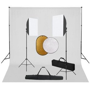 vidaXL Fotografické vybavenie so softboxami, pozadím a reflektorom