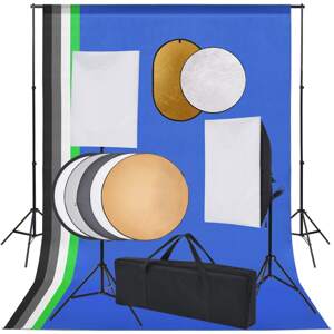 vidaXL Fotografické vybavenie so softboxami, pozadím a reflektorom