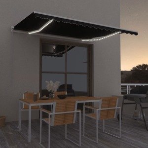 vidaXL Ručne zaťahovacia markíza s LED 400x300 cm antracitová